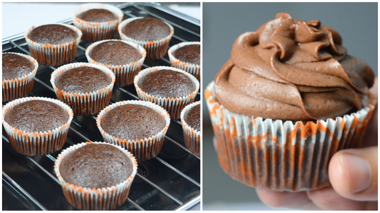 Super soft and easy Chocolate Cupcakes made without butter and beater