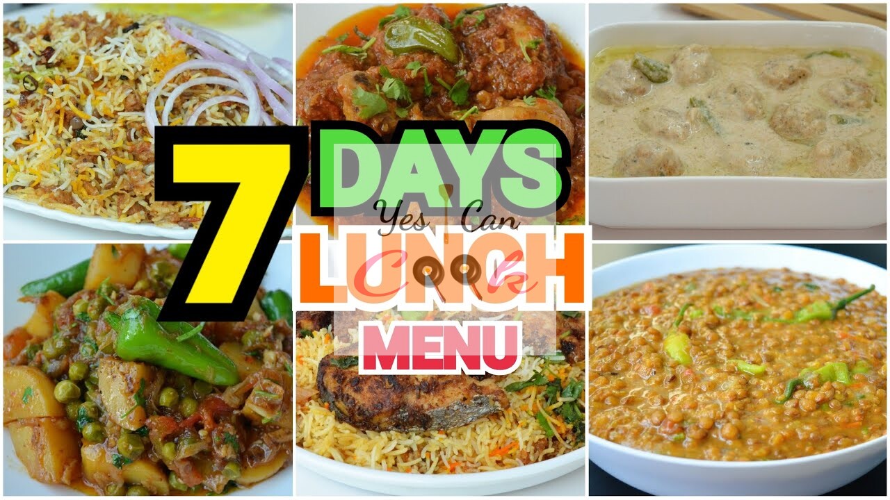 7 days Lunch Menu 2020