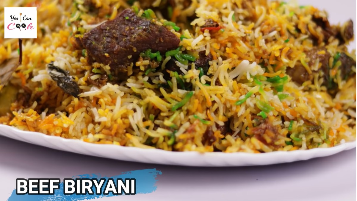 Aromatic Beef Biryani cooked with Homemade Spices